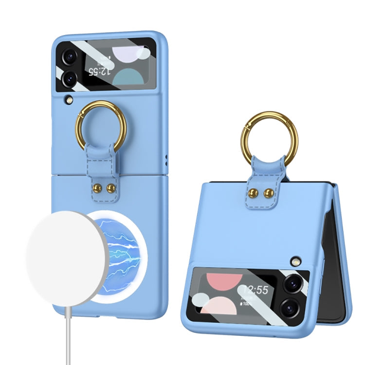 Samsung Galaxy Z Flip4 GKK MagSafe Ultrathin Integrated Shockproof Phone Case with Ring Holder (Blue)