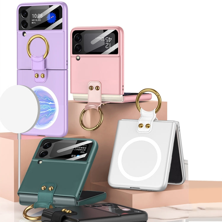 GKK MagSafe Ultrathin Shockproof Phone Case with Ring Holder for Samsung Galaxy Z Flip 4 (Pink)