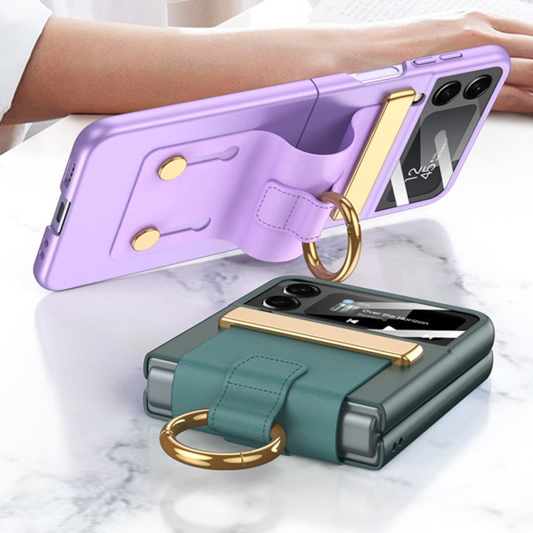 Purple GKK Ultrathin Shockproof Phone Case with Ring Holder/Wrist Strap for Samsung Galaxy Z Flip3 5G