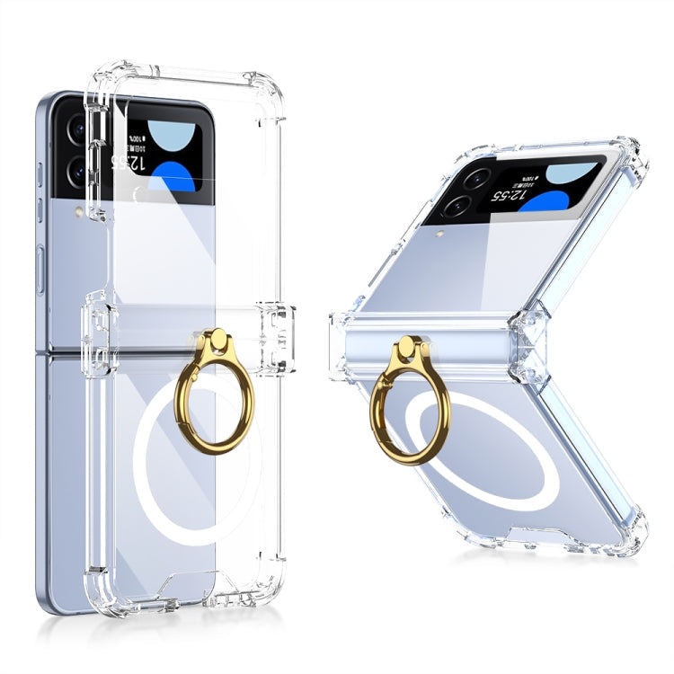 Transparent GKK MagSafe Airbag Hinge Shockproof Phone Case with Ring Holder for Samsung Galaxy Z Flip4