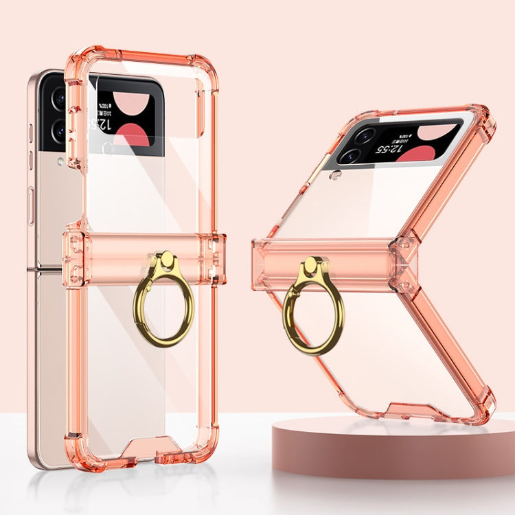 GKK Airbag Hinge Shockproof Phone Case with Ring Holder for Samsung Galaxy Z Flip4 - Orange
