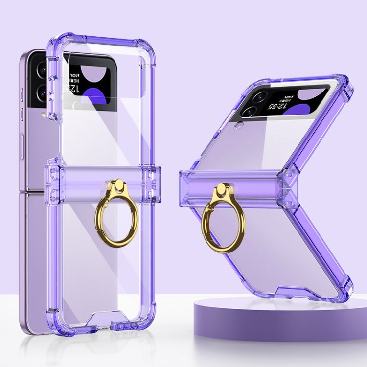 GKK Airbag Hinge Shockproof Phone Case with Ring Holder for Samsung Galaxy Z Flip 4 (Purple)