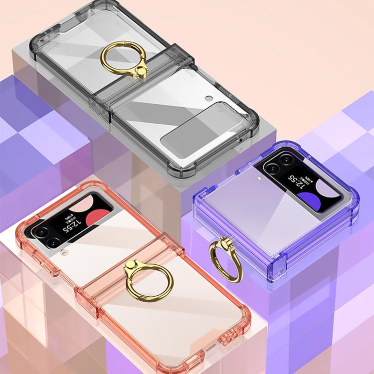 GKK Airbag Hinge Shockproof Phone Case with Ring Holder for Samsung Galaxy Z Flip 4 (Purple)