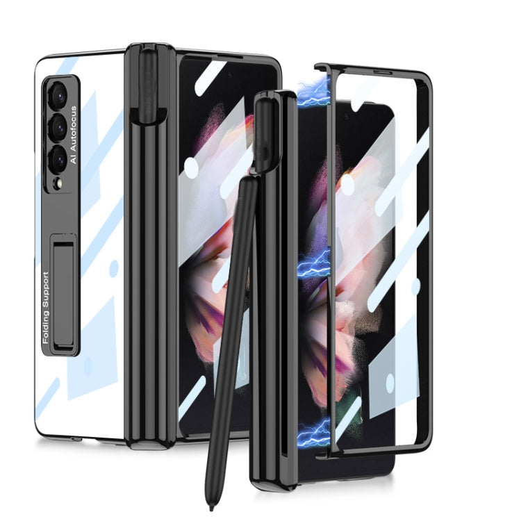 GKK Magnetic Fold Hinge Shockproof Phone Case with Pen Slots for Samsung Galaxy Z Fold3 5G (Black)
