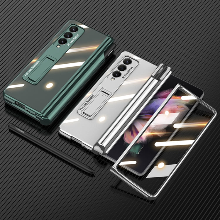GKK Magnetic Fold Hinge Shockproof Phone Case for Samsung Galaxy Z Fold3 5G with Pen Slots (Silver)