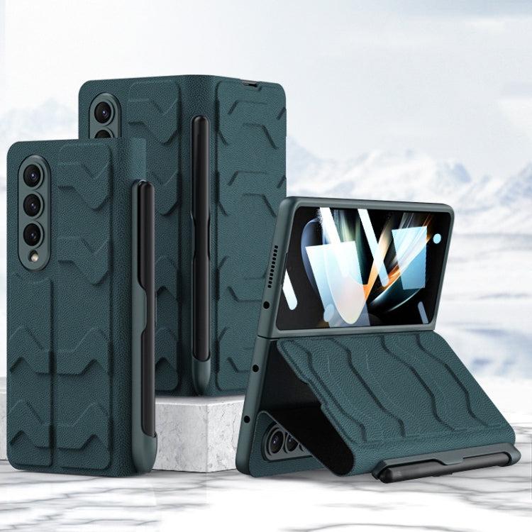 GKK Integrated Shockproof Leather Phone Case with Pen Slots for Samsung Galaxy Z Fold4 (Green)