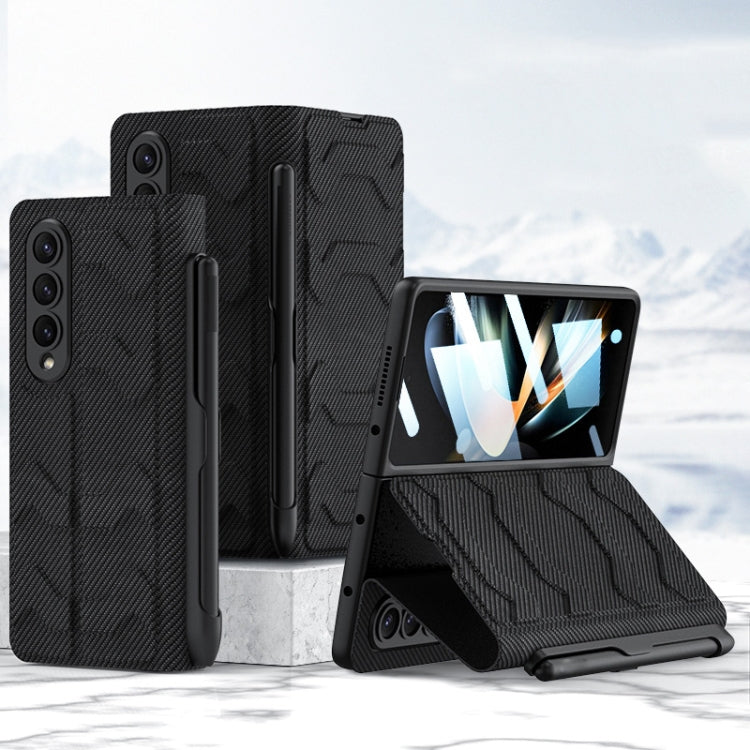 Samsung Galaxy Z Fold4 Shockproof Leather Phone Case with Pen Slots