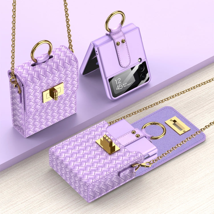 Purple Mini Backpack Slim Phone Bag with Ring for Samsung Galaxy Z Flip3 5G/Z Flip4/Huawei P50 Pocket