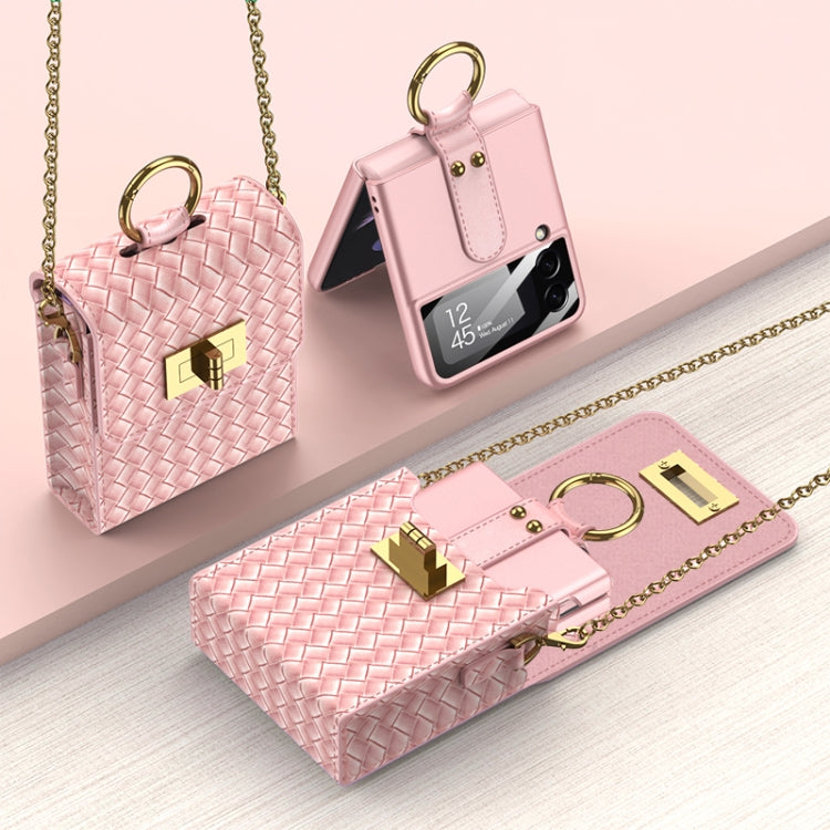 Slim Pink Mini Backpack Phone Bag with Ring for Samsung Galaxy Z Flip3 5G/Z Flip4/Huawei P50 Pocket