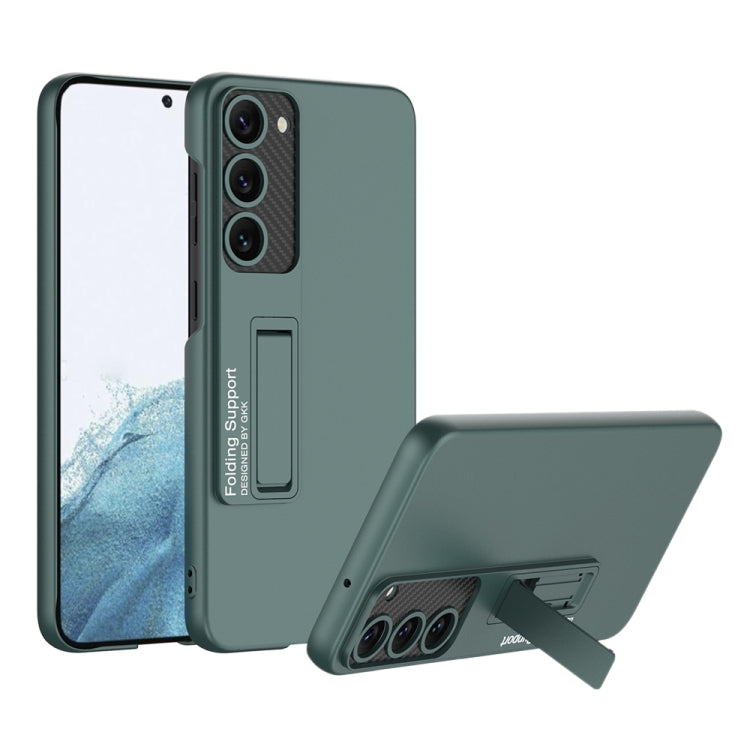 GKK Ultra-thin Shockproof Phone Case with Holder for Samsung Galaxy S23 5G (Forest Green)