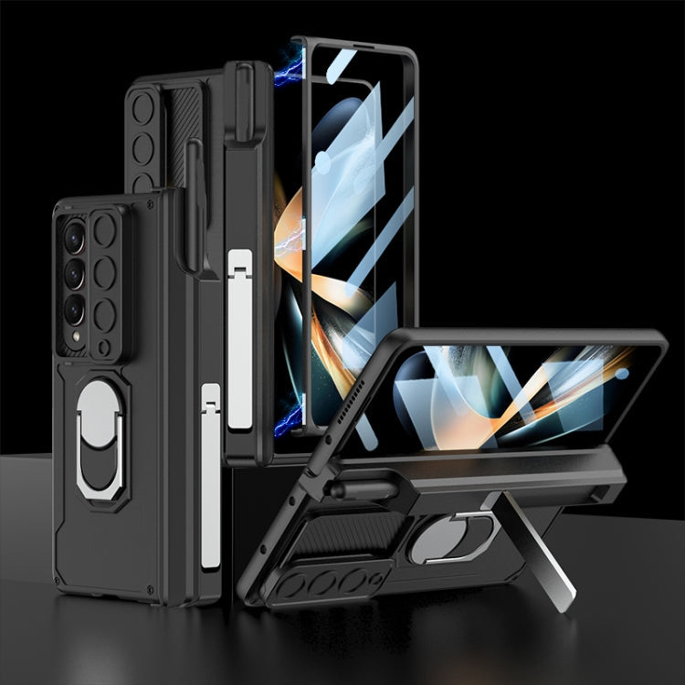 GKK Integrated Magnetic Folding Phone Case with Pen Case for Samsung Galaxy Z Fold4 (Black)