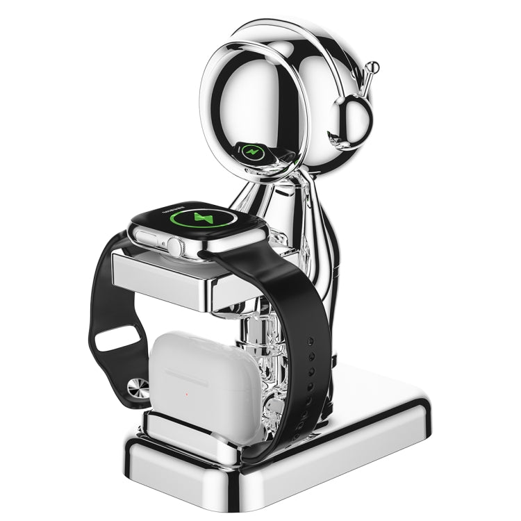 Silver Intelligent Wireless Charging Holder for Watch and Headset