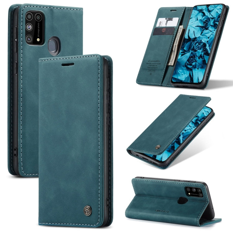 Blue Flip Leather Case for Galaxy M31 with Card Slots and Stand