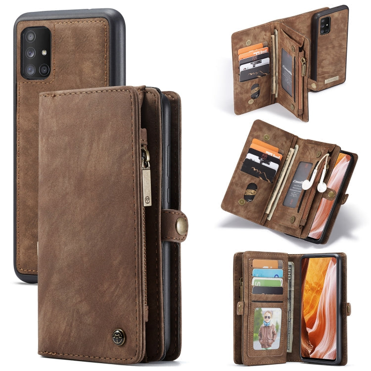Brown Detachable Multifunctional Horizontal Flip Leather Case for Galaxy A71
