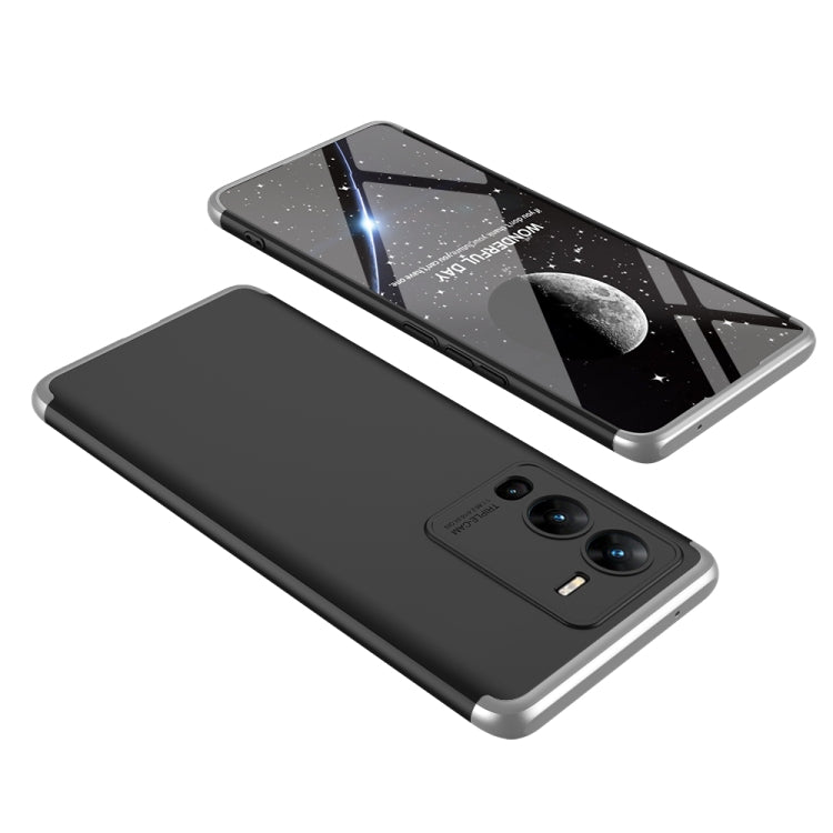 GKK Three-Stage Splicing Full Coverage Phone Case for vivo V25 Pro (Black Silver)