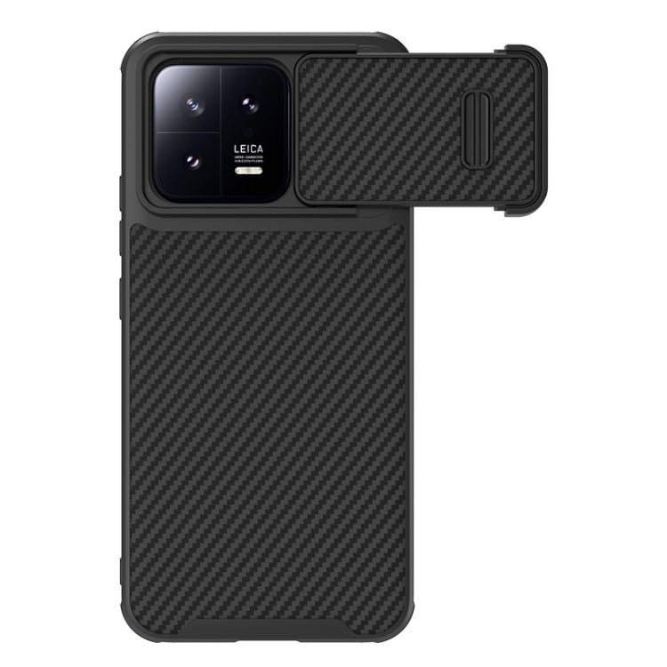 Xiaomi 13 NILLKIN Synthetic Fiber Camshield Phone Case (Black) with Sliding Cover Protection