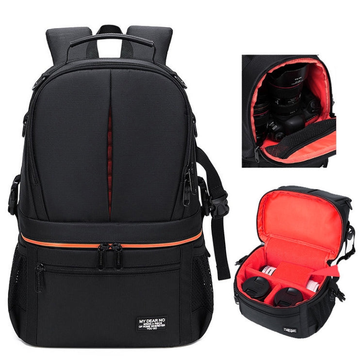 Waterproof Camera Backpack with Large Capacity and Black Grid Inner Red