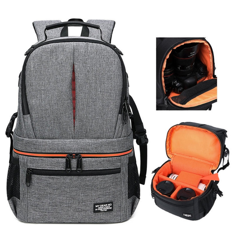 Gray Matte Inner Orange Waterproof Camera Backpack