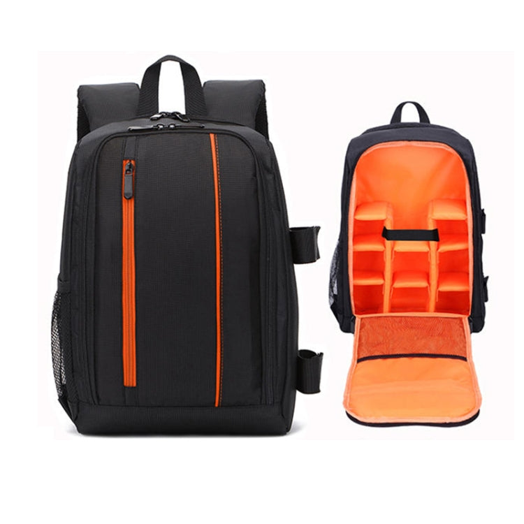 Orange Compact Outdoor Camera Backpack with Waterproof Rain Cover and Laptop Compartment