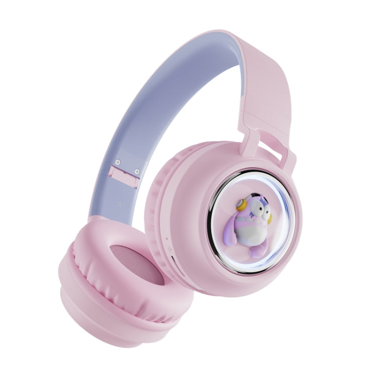 Foldable Pink Bluetooth Headphones with 8 Hours of Light-On Usage Time