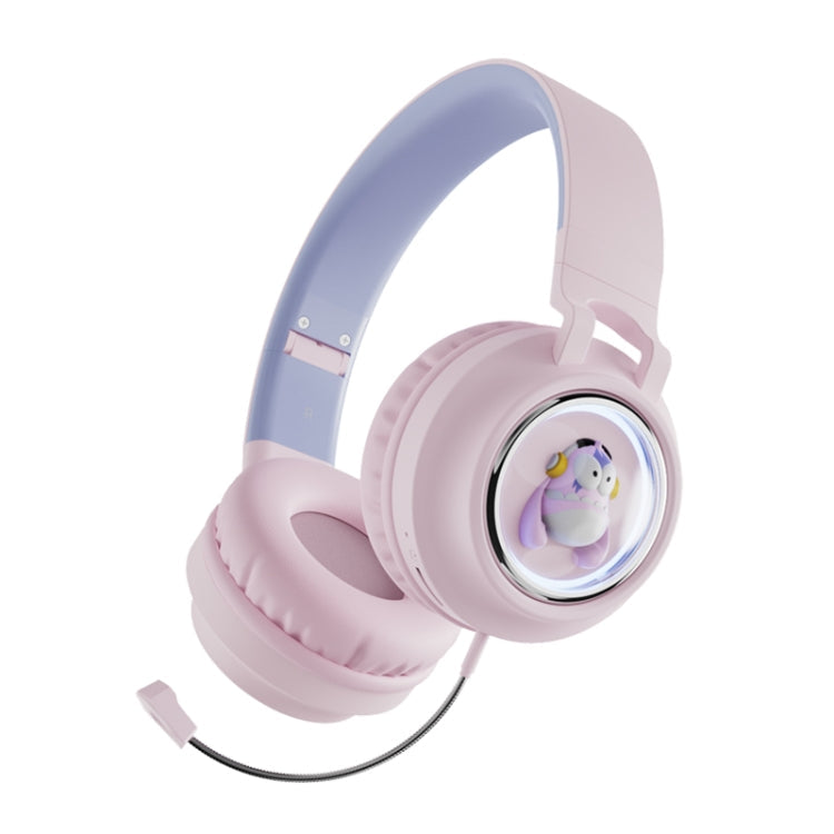 Foldable Pink Bluetooth Headphones with 8 Hours of Light-On Usage Time