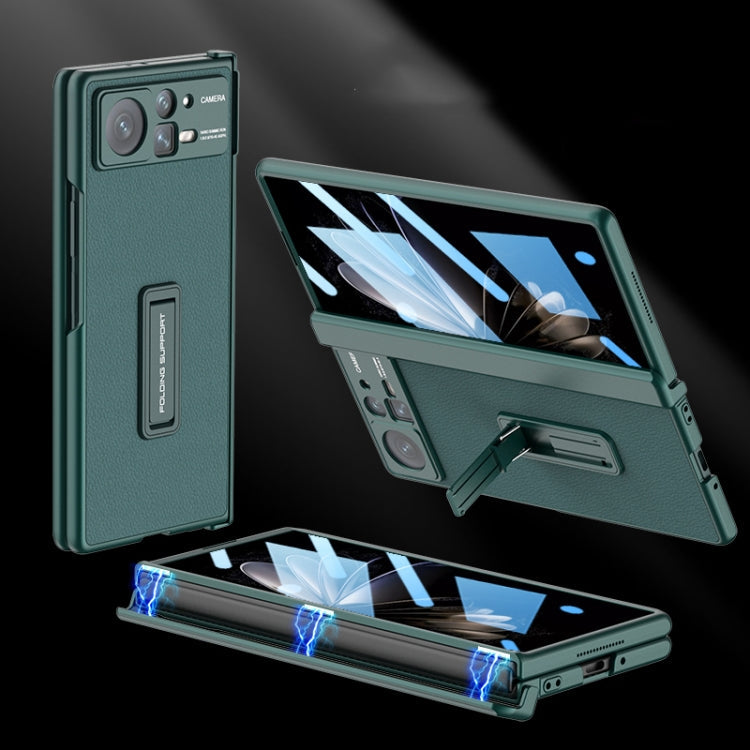 GKK Magnetic Hinge Flip Leather Phone Case with Holder for Xiaomi Mix Fold 2 (Green)