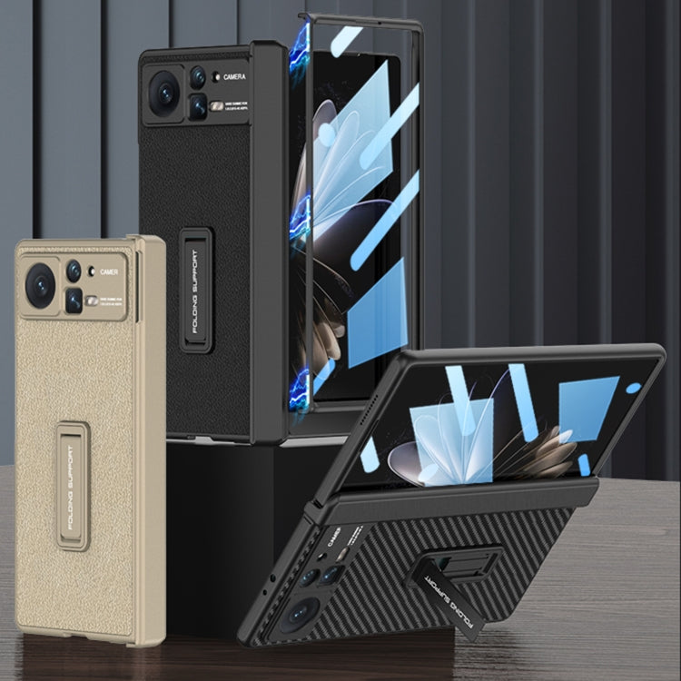 Xiaomi Mix Fold 2 GKK Magnetic Hinge Flip Leather Phone Case with Holder (Gold)