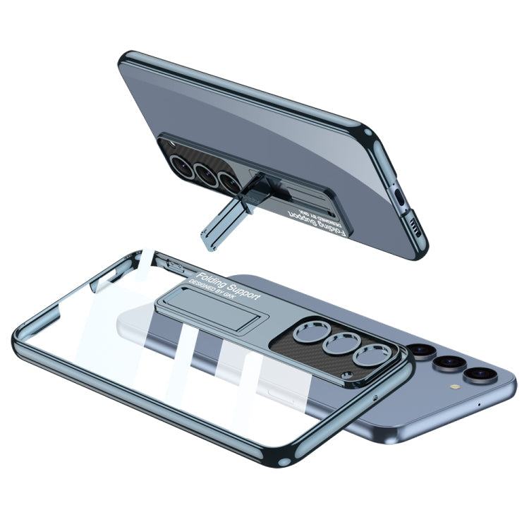 Samsung Galaxy S23+ 5G GKK Electroplating Full Coverage Protective Phone Case with Holder (Green)