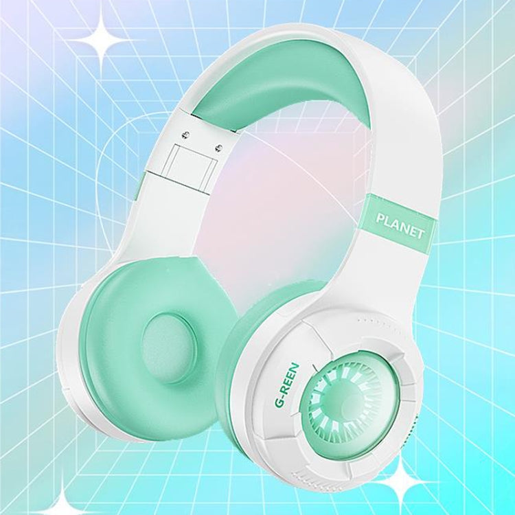 KE25 RGB Light Wireless Stereo Music Bluetooth Headset(Green)
