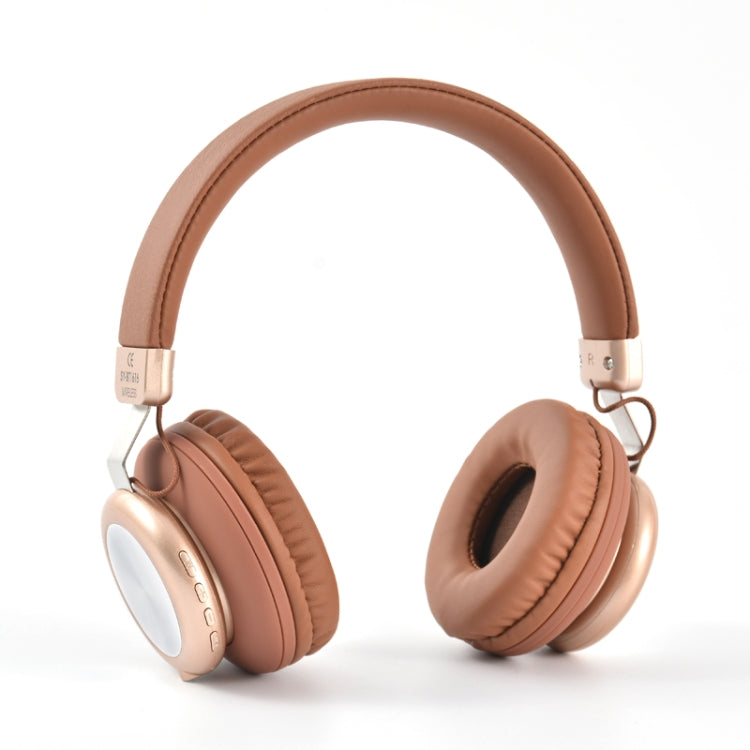 Wireless Stereo Bass Noise Reduction Gaming Headset with Microphone for HIFI Audio (Brown)