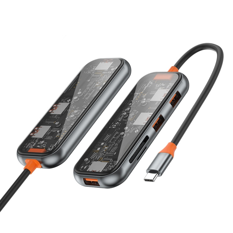 WiWU 5 in 1 Cyber Series Multi-function USB-C Docking Station HUB (Space Grey)