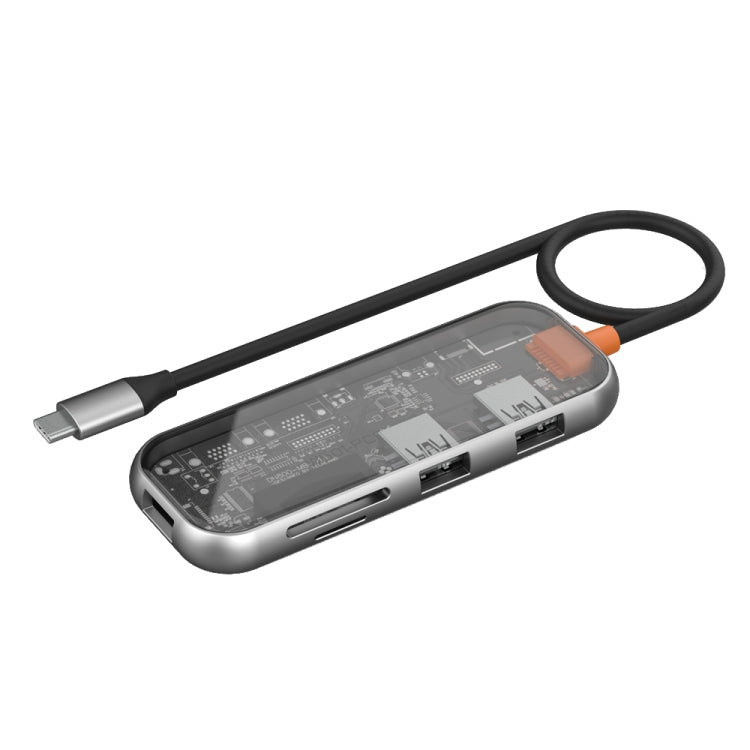WiWU 5 in 1 Cyber Series Multi-function USB-C Docking Station HUB (Space Grey)