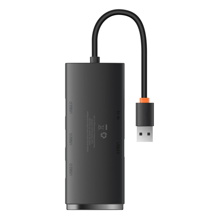 Baseus Lite Series USB 2.0x4 HUB Adapter, 25cm Cable Length (Black)