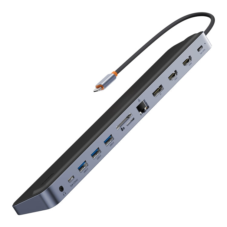 Baseus 12-in-1 USB-C Hub Adapter with HDMI, USB 3.0, PD, VGA, SD/TF, RJ45, and 3.5mm (Space Grey)