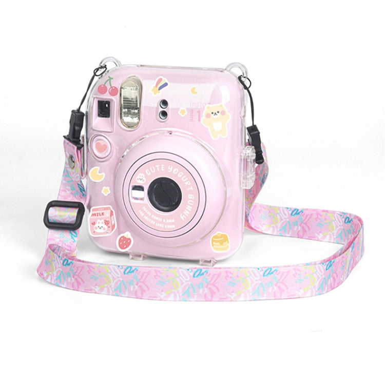FUJIFILM Instax Mini 12 Crystal Hard Acrylic Camera Case with DIY Pink Graffiti Shoulder Strap