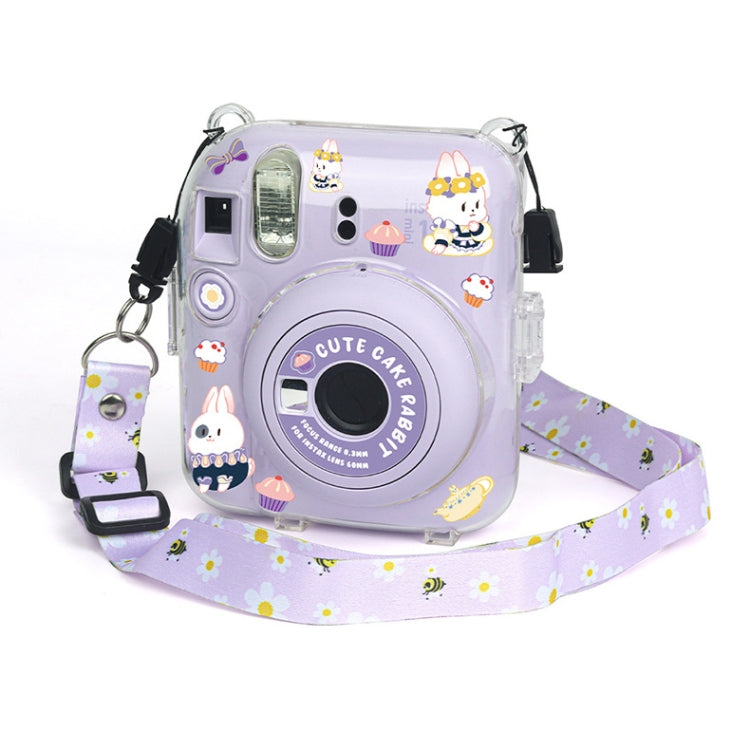 Crystal Clear Acrylic Camera Case with DIY Purple Daisies Design for FUJIFILM Instax Mini 12