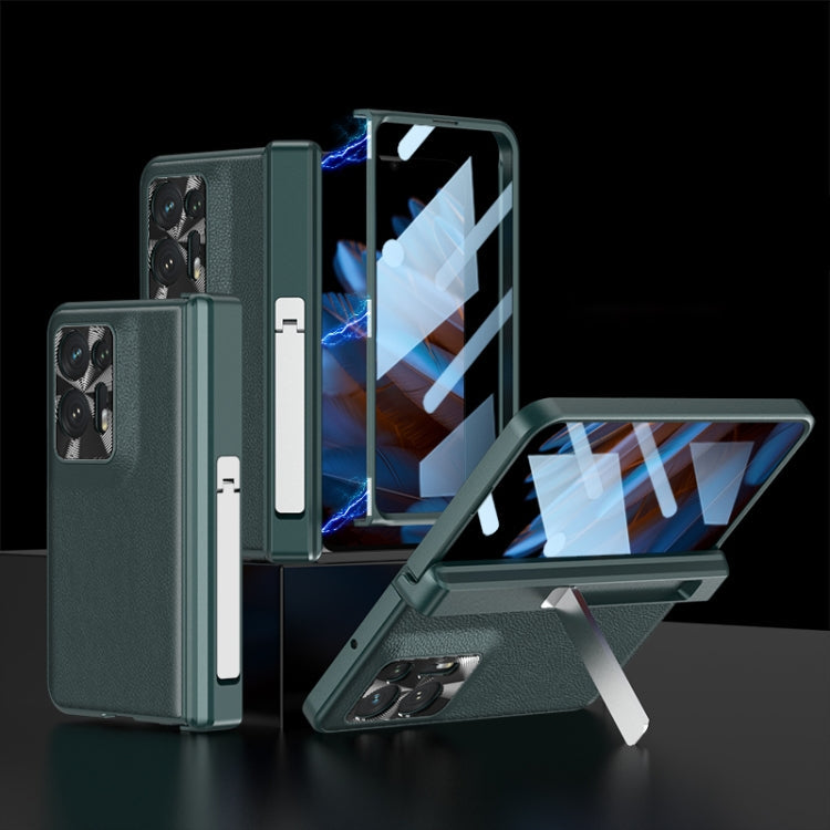 Green Magnetic Hinge Flip Leather Phone Case for OPPO Find N2