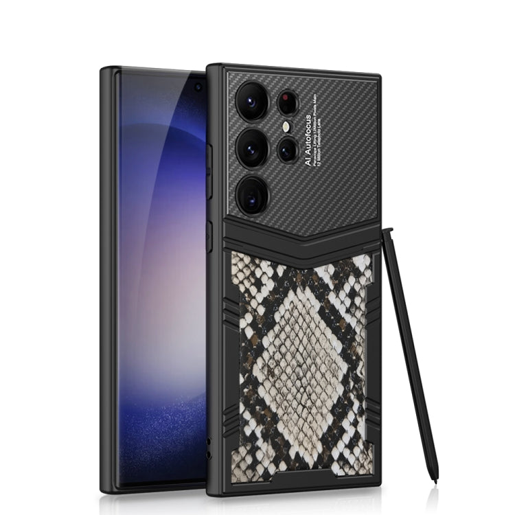 Samsung Galaxy S23 Ultra 5G GKK TPU + PU Full Coverage Phone Case with Pen(Python Texture)