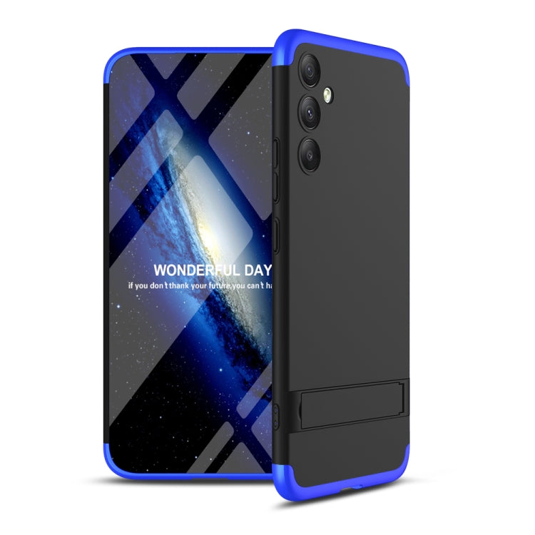 GKK Three Stage Splicing Full Coverage PC Phone Case with Stand for Samsung Galaxy A34 5G (Black Blue)