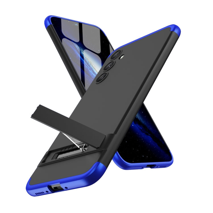 GKK Three Stage Splicing Full Coverage PC Phone Case with Stand for Samsung Galaxy A34 5G (Black Blue)