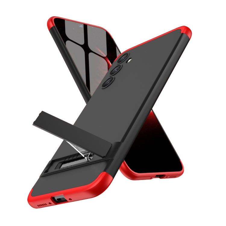 GKK Three Stage Splicing Full Coverage Phone Case for Samsung Galaxy A34 5G with Stand (Black Red)