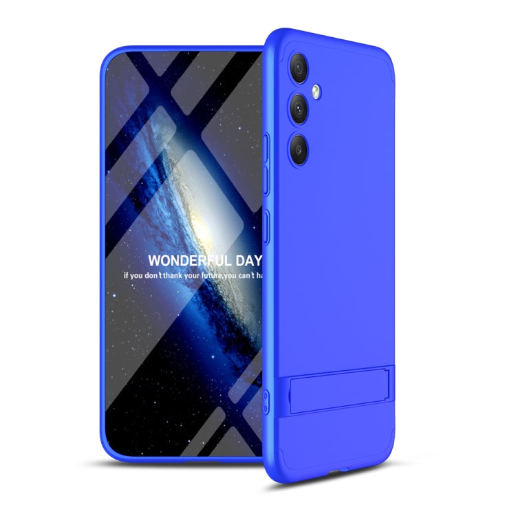 GKK Three Stage Splicing Full Coverage PC Phone Case with Stand for Samsung Galaxy A34 5G (Blue)