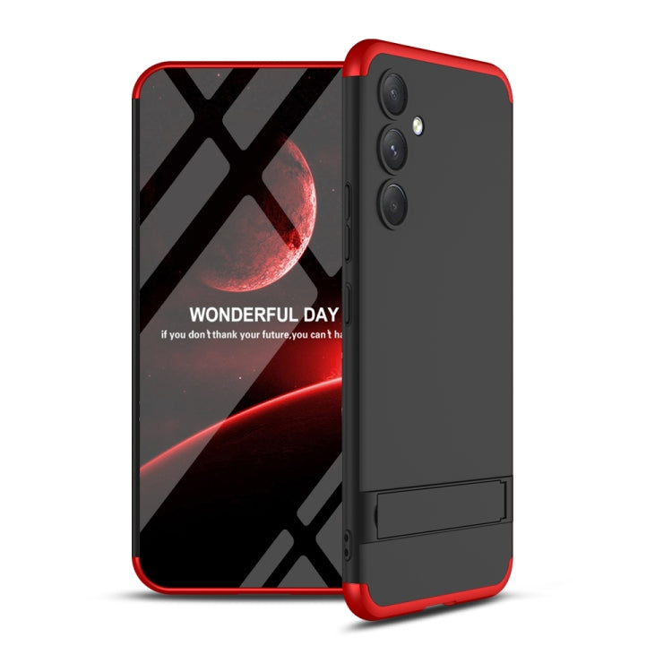 GKK Three Stage Splicing Full Coverage PC Phone Case with Stand for Samsung Galaxy A54 5G (Black Red)