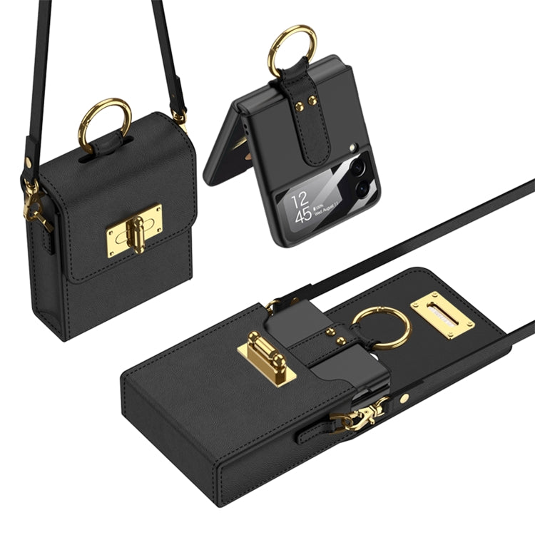 GKK Mini Backpack Phone Bag + Case with Ring For Samsung Galaxy Z Flip3 5G (Black)