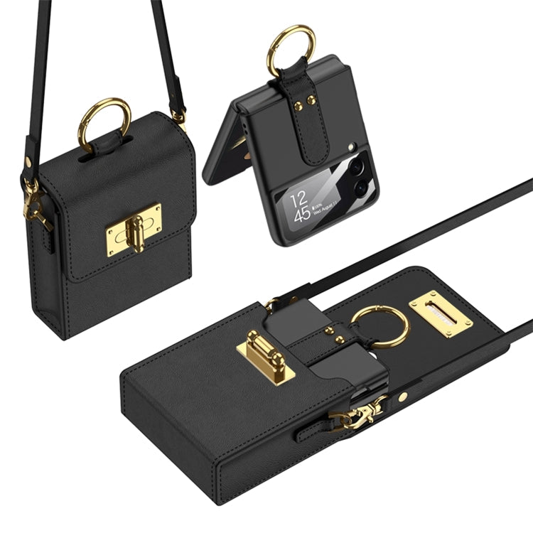 Mini Backpack Phone Bag and Case with Ring for Samsung Galaxy Z Flip4 5G - Black
