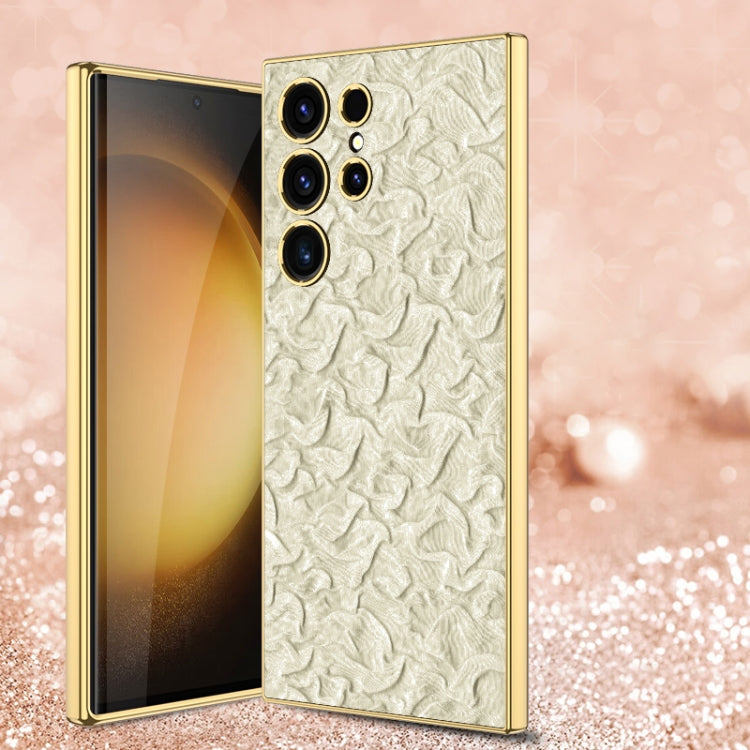GKK Electroplating Fabric Phone Case for Samsung Galaxy S23 Ultra 5G (White)