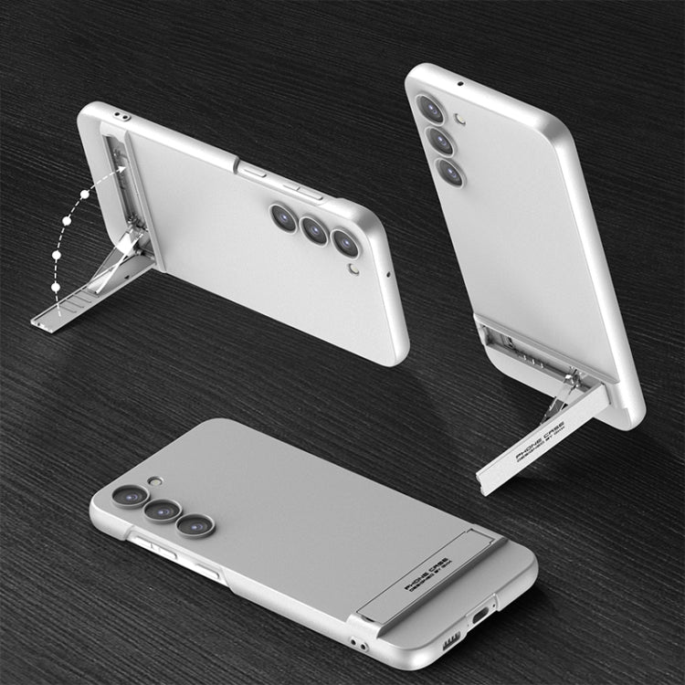 GKK Triumph Ultra Thin Full Coverage Phone Case with Stand for Samsung Galaxy S23 5G (Silver)