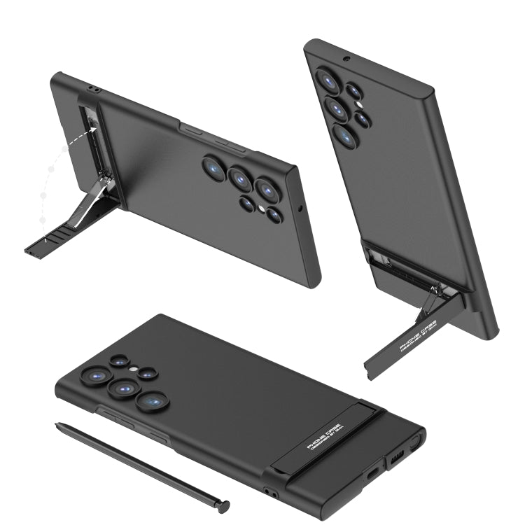 GKK Triumph Ultra Thin Full Coverage Phone Case with Stand for Samsung Galaxy S23 Ultra 5G (Black)