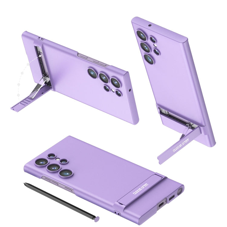 Samsung Galaxy S23 Ultra 5G GKK Triumph Ultra Thin Full Coverage Phone Case with Stand in Purple