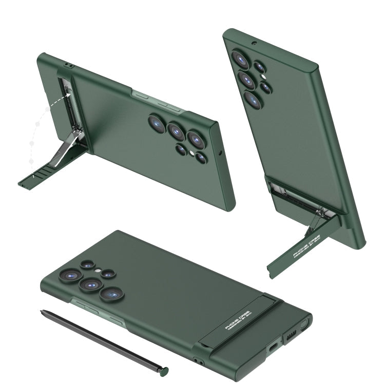 GKK Triumph Ultra Thin Full Coverage Phone Case with Stand for Samsung Galaxy S23 Ultra 5G (Green)